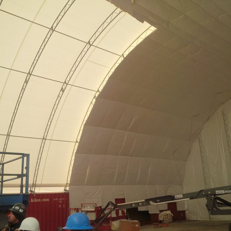 insulated building, fabric building, insulated fabric building, dome building, tensioned fabric building, concrete mounted, storage building, xl shelter, outfront portable solutions,