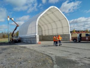 40' Wide X 60' Long XLSHELTER High Profile Fabric Structure at the Halifax International Airport