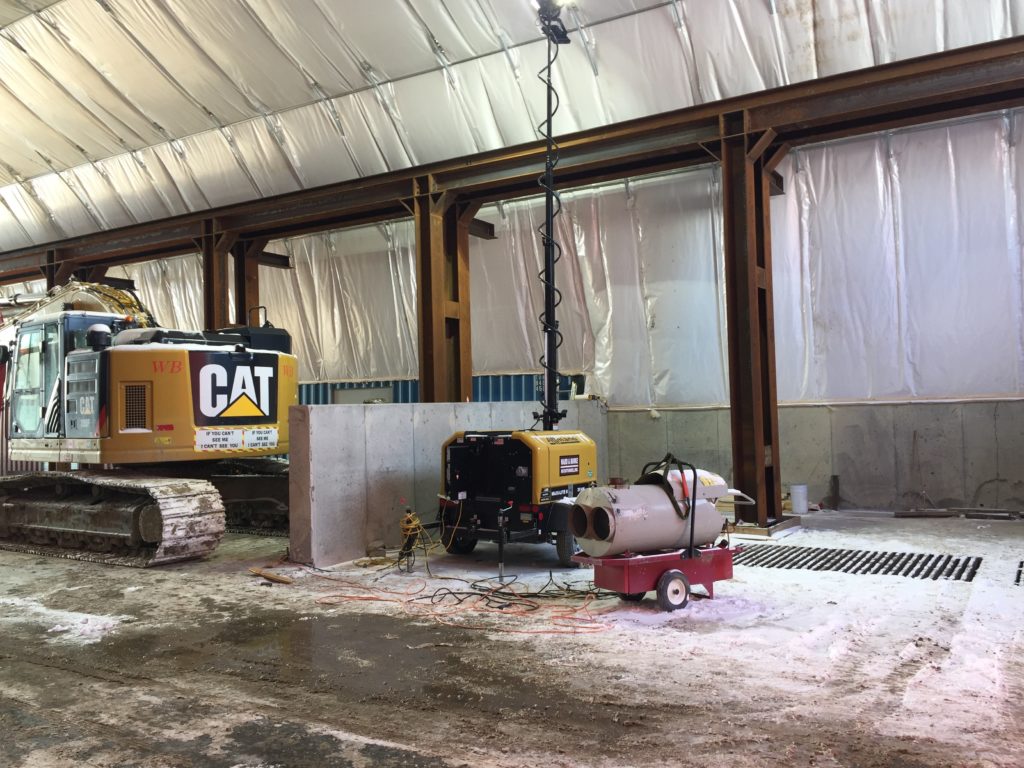 60WX160L-Insulated-Hoop-Building-With- Overhead-Crane-Install-Calgary-Alberta