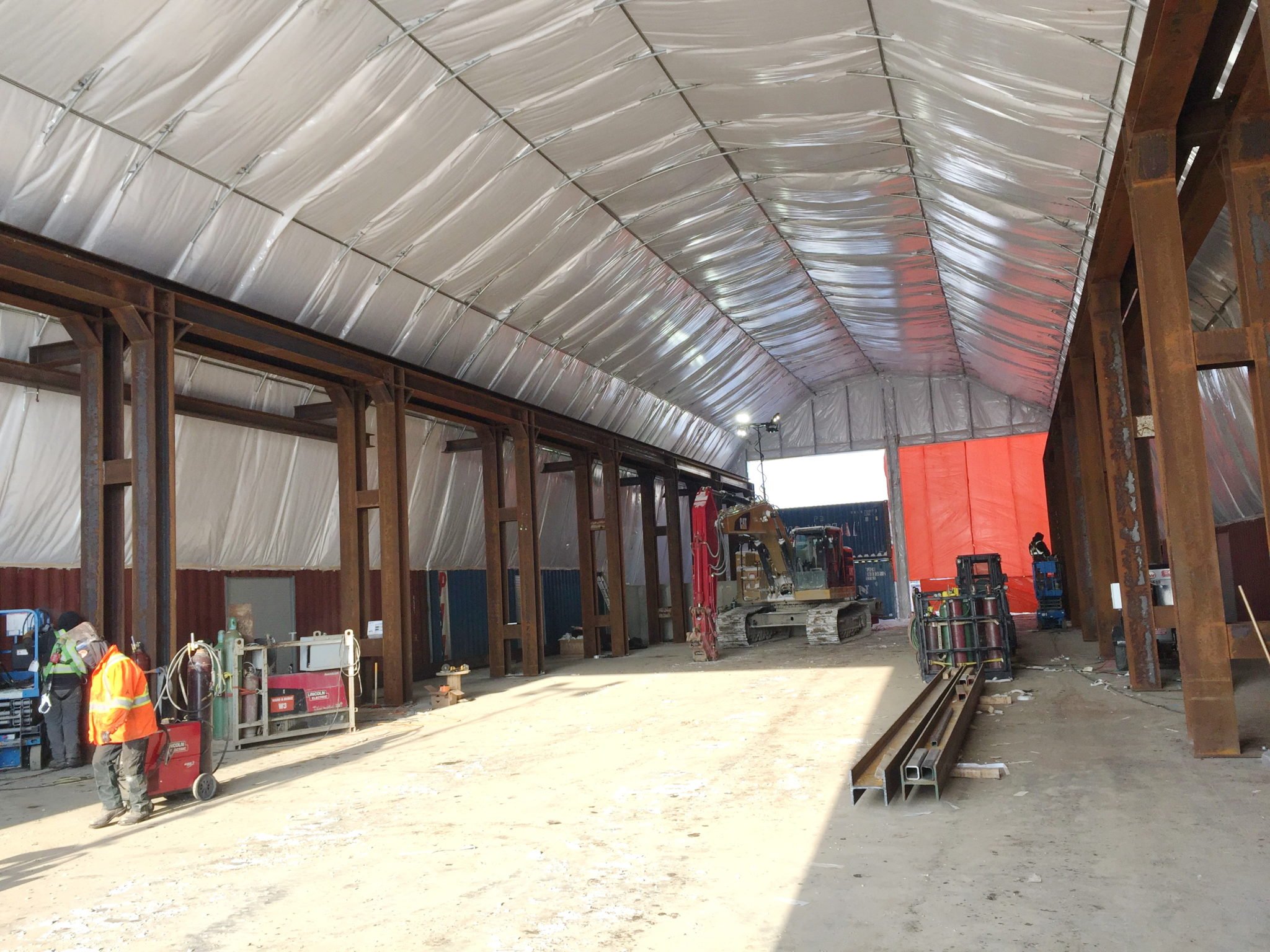 60WX160L-Insulated-Hoop-Building-With- Overhead-Crane-Install-Calgary-Alberta